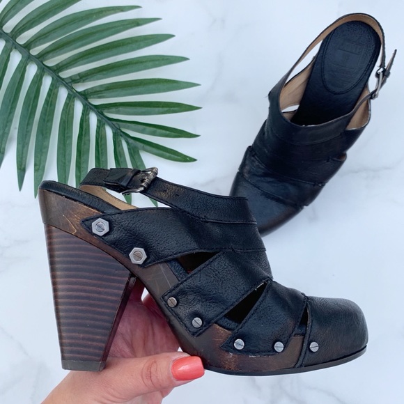 Frye Shoes - FRYE Flora Stitch Leather Slingback Clog Bootie